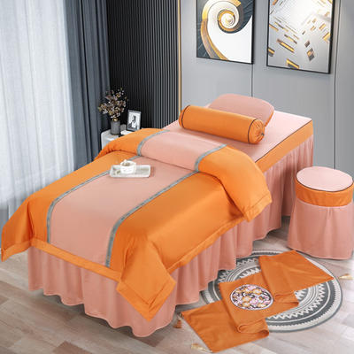 2021新款欧洲尼美容床罩--梅花三弄系列 60*180方头床罩四件套 梅花三弄-玉色