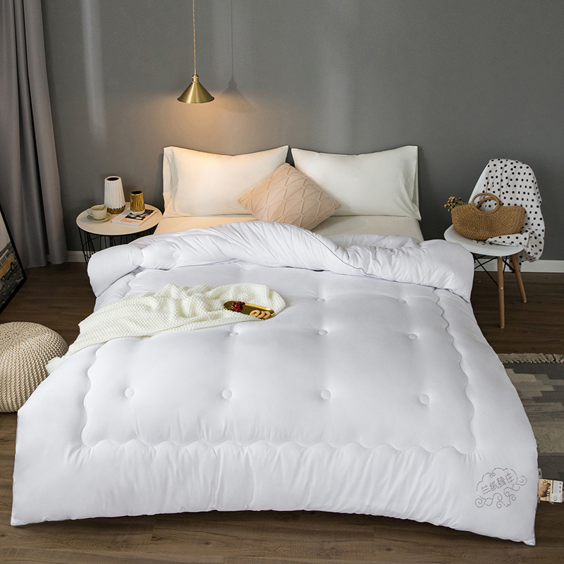 2025新款无味羊毛被(纯色）纯羊毛冬被被芯 白色