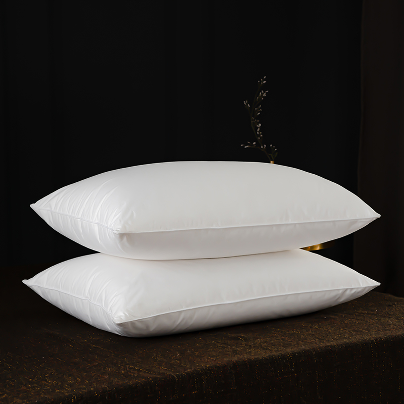 全棉白鹅毛枕头 白鹅绒枕芯枕头（48*74cm/只） 白色低枕