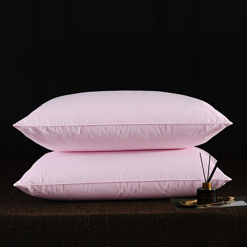 全棉羽绒枕-标准款 羽绒枕白鹅绒枕头枕芯（48*74cm/只） 粉色低枕
