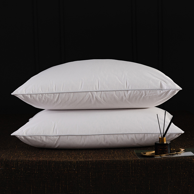全棉羽绒枕-标准款 羽绒枕白鹅绒枕头枕芯（48*74cm/只） 灰色低枕
