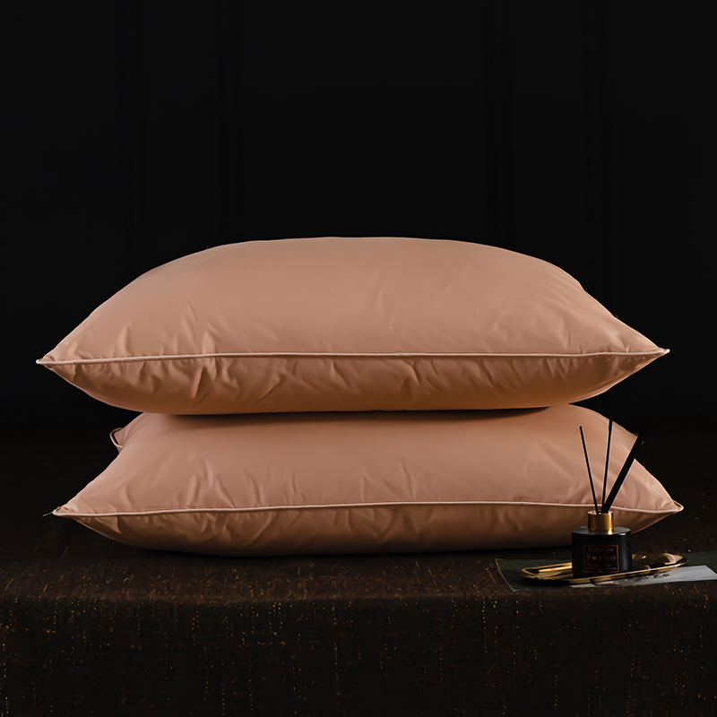全棉羽绒枕-标准款 羽绒枕白鹅绒枕头枕芯（48*74cm/只） 咖色低枕