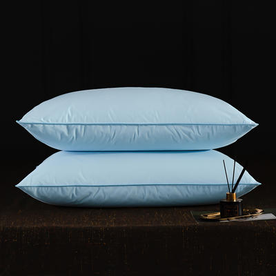 全棉羽绒枕-标准款 羽绒枕白鹅绒枕头枕芯（48*74cm/只） 蓝色低枕