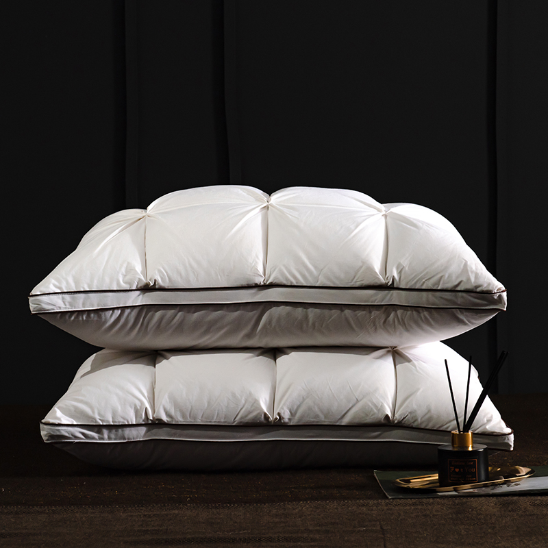 全棉羽绒枕-面包款 羽绒枕白鹅绒枕头枕芯（48*74cm/只） 白色高枕