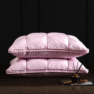 全棉羽绒枕-面包款 羽绒枕白鹅绒枕头枕芯（48*74cm/只） 粉色低枕