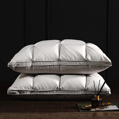 全棉羽绒枕-面包款 羽绒枕白鹅绒枕头枕芯（48*74cm/只） 灰色低枕