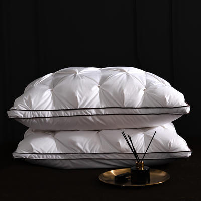 全棉羽绒枕-扭花款 羽绒枕白鹅绒枕头枕芯（48*74cm/只） 白色高枕