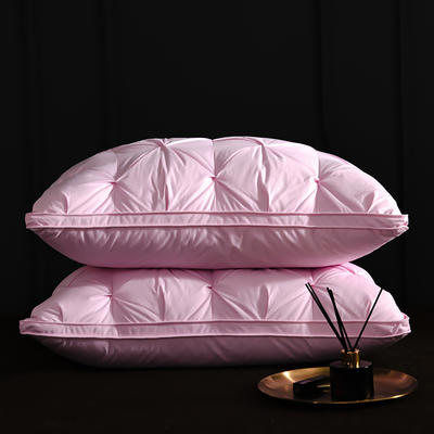 全棉羽绒枕-扭花款 羽绒枕白鹅绒枕头枕芯（48*74cm/只） 粉色低枕