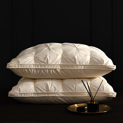 全棉羽绒枕-扭花款 羽绒枕白鹅绒枕头枕芯（48*74cm/只） 黄色低枕