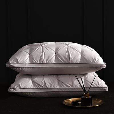 全棉羽绒枕-扭花款 羽绒枕白鹅绒枕头枕芯（48*74cm/只） 灰色低枕