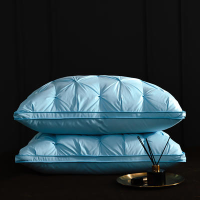全棉羽绒枕-扭花款 羽绒枕白鹅绒枕头枕芯（48*74cm/只） 蓝色低枕