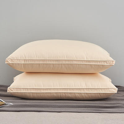 80支柔赛丝三层羽绒枕-立体款 羽绒枕白鹅绒枕头枕芯（48*74cm/只） 黄色低枕