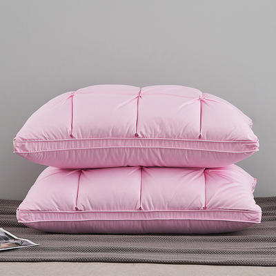 80支柔赛丝三层羽绒枕-面包款 羽绒枕白鹅绒枕头枕芯（48*74cm/只） 粉色低枕