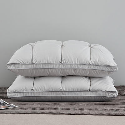 80支柔赛丝三层羽绒枕-面包款 羽绒枕白鹅绒枕头枕芯（48*74cm/只） 灰色低枕
