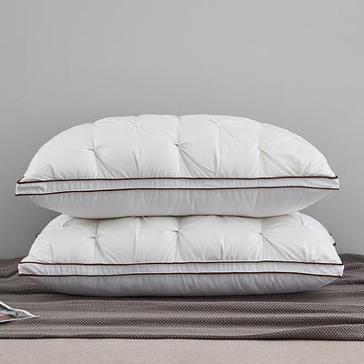 80支柔赛丝三层羽绒枕-扭花款 羽绒枕白鹅绒枕头枕芯（48*74cm/只） 白色低枕