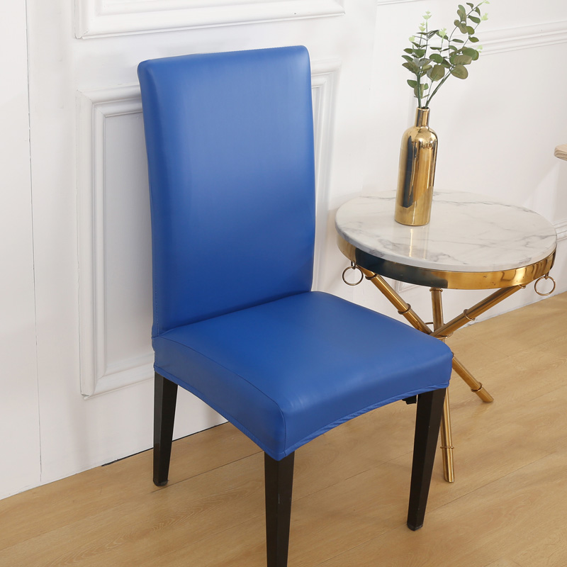 2022新款pu皮椅套跨境新品纯色弹力皮革座椅套亚马逊办公室防水防尘椅子套 皮椅套-水蓝