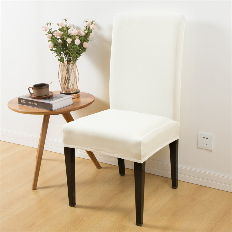 2022新款纯色椅套弹力连体椅子罩全包家用酒店餐桌椅子套罩通用纯色椅套 白色