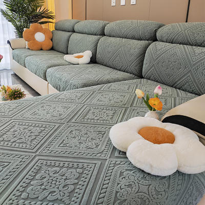 2023新款雕花绒复古半包沙发笠 常规单人（宽50-65x长50-65cm） 抹茶绿