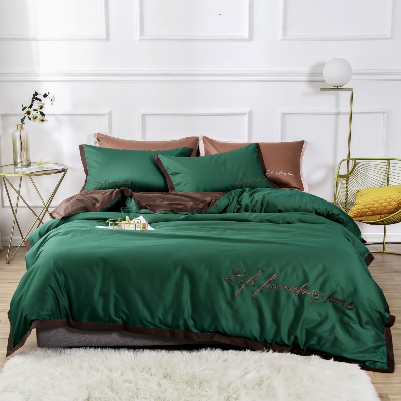 2019新款-60工艺款纯色双拼四件套 床单款1.8m（6英尺）床 爱尔兰绿