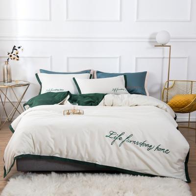 2019新款-60工艺款纯色双拼四件套 床单款1.8m（6英尺）床 柔和白