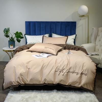2019新款-60工艺款纯色双拼四件套（实拍） 床单款1.8m（6英尺）床 班尼咖