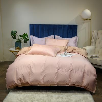 2019新款-60工艺款纯色双拼四件套（实拍） 床单款1.8m（6英尺）床 香妃粉
