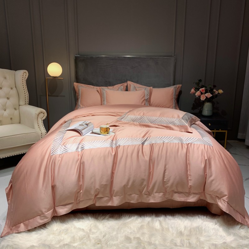 2020新款-60S轻奢绣花系列四件套 床单款1.8m（6英尺）床 威廉—粉玉