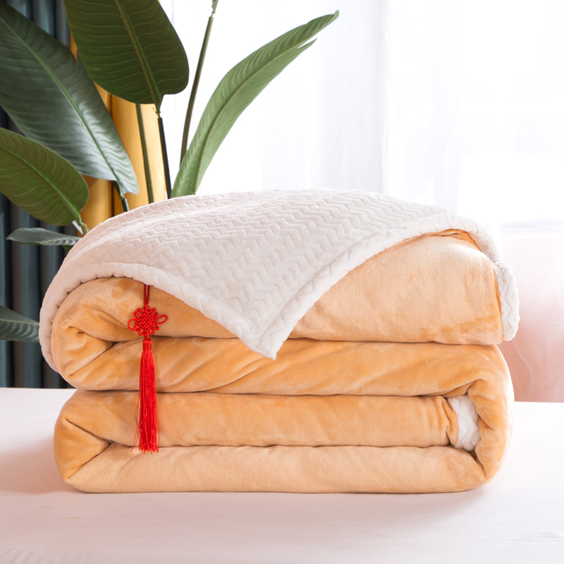 2020新品毛毯双层加厚牛奶绒休闲贝贝绒毯子空调毯沙发毯 1.2*2m（无拉链） 奥丁金