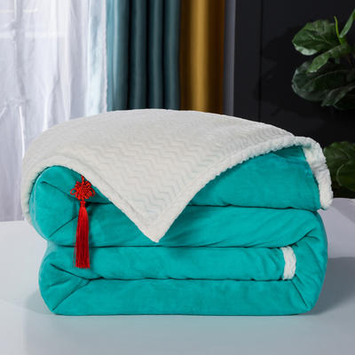 2020新品毛毯双层加厚牛奶绒休闲贝贝绒毯子空调毯沙发毯 1.2*2m（无拉链） 翡翠绿