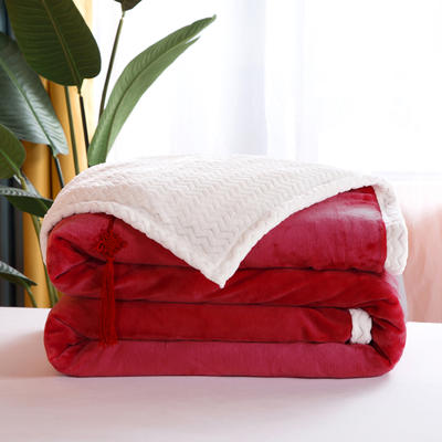 2020新品毛毯双层加厚牛奶绒休闲贝贝绒毯子空调毯沙发毯 1.2*2m（无拉链） 玫瑰红