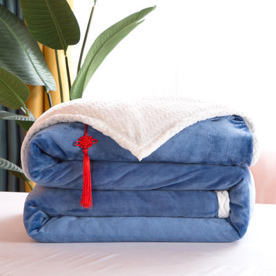 2020新品毛毯双层加厚牛奶绒休闲贝贝绒毯子空调毯沙发毯 1.2*2m（无拉链） 天空蓝