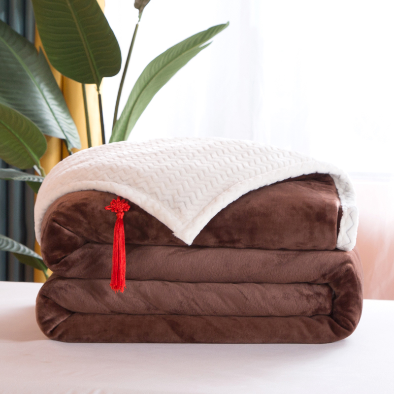2020新品毛毯双层加厚牛奶绒休闲贝贝绒毯子空调毯沙发毯 1.2*2m（无拉链） 温情咖