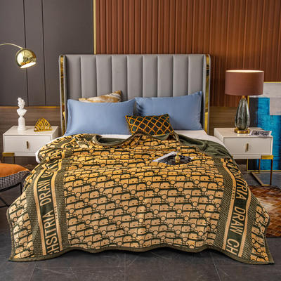 2021新款AB版加厚复合云毯法莱绒毛毯空调休闲毯沙发盖毯 150*200cm 迪拉-绿