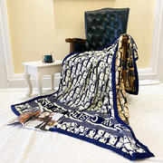 2024新品AB版云貂绒毛毯法莱绒休闲盖毯沙发毯空调毯子 150cmx200cm 迪拉-蓝