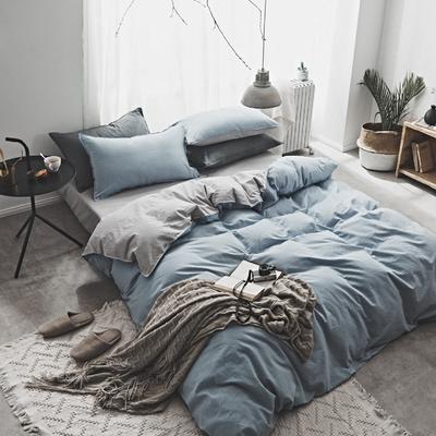 2018素色水洗四件套 床单款1.5m（5英尺）床 水蓝