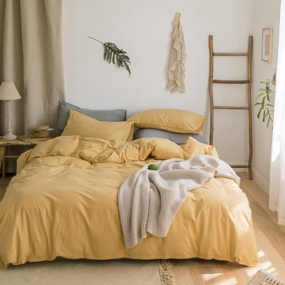2019新款-色织水洗棉四件套-素 床单款1.5m（5英尺）床 素-嫩黄