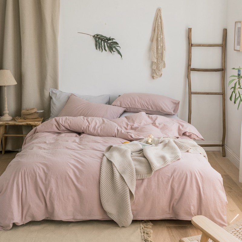 2019新款-色织水洗棉四件套-素 床单款1.5m（5英尺）床 素-藕粉