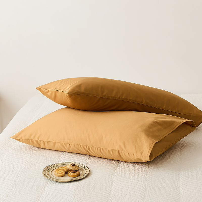 2021新款100支纯色单品系列-单品枕套 48*74cm/对 茶金色