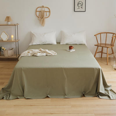 2024新款40支全棉水洗棉纯色单品系列-单床单 160*245cm单床单 豆绿色