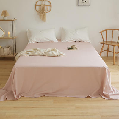 2024新款40支全棉水洗棉纯色单品系列-单床单 160*245cm单床单 玫瑰粉