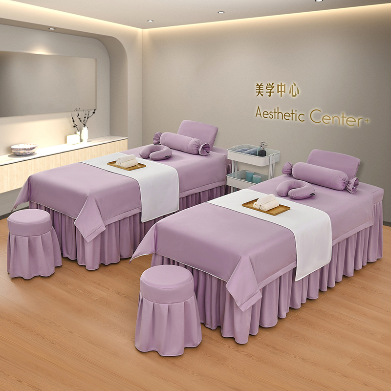 2023新款意大利荷兰尼美容床罩四件套玛奇朵系列 180x60cm床罩式方头四件套（含被芯） 玛奇朵-紫色