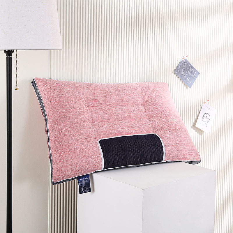 2021新款全棉乳胶层磁疗保健枕枕头枕芯护颈枕（48*74cm/只） 粉色