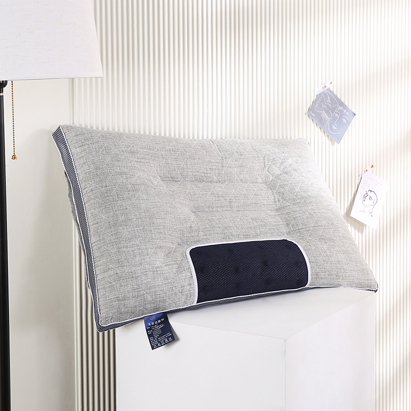 2021新款全棉乳胶层磁疗保健枕枕头枕芯护颈枕（48*74cm/只） 灰色