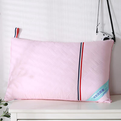 2021新款磨毛绗绣热熔水洗枕枕头枕芯46*72cm 粉色