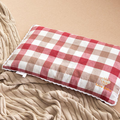 2021新款梭织儿童枕枕芯 红白格羽丝芯-32*50cm
