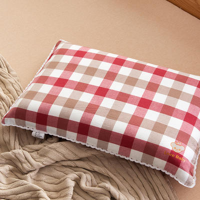 2021新款梭织儿童枕枕芯 红白格羽丝芯-40*60cm