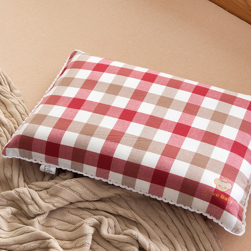 2021新款梭织儿童枕枕芯 红白格荞麦芯-40*60cm