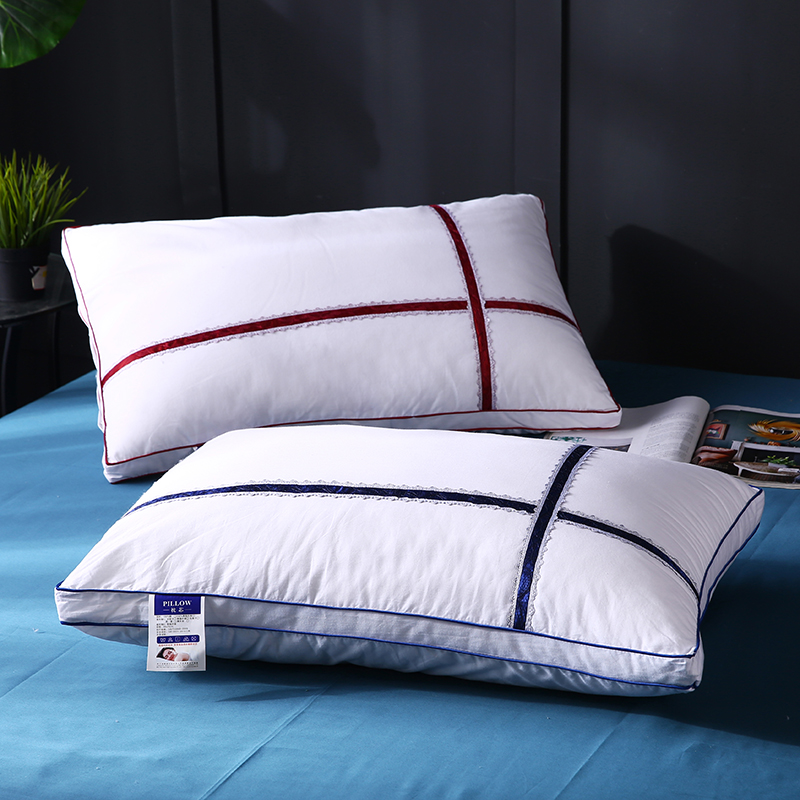 2021新款全棉立体水溶织带羽丝枕枕头枕芯保健枕48*74cm 白色