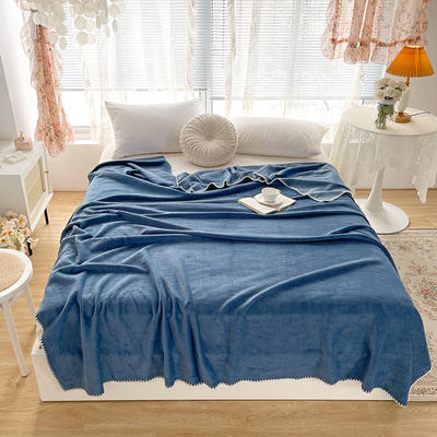 2021新款华夫格牛奶绒毯子    休闲盖毯 沙发毯子 直播多功能复合毯  双层毛毯 1.5*2.0m（2.6斤） blue