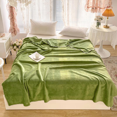 2021新款华夫格牛奶绒毯子    休闲盖毯 沙发毯子 直播多功能复合毯  双层毛毯 1.5*2.0m（2.6斤） 抹茶绿